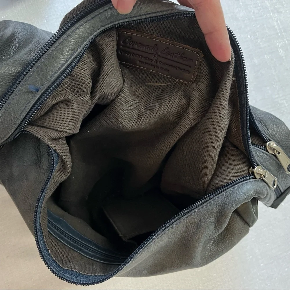 Coronado Leather TAOS HOBO Leather Bag Indigo Gray Color